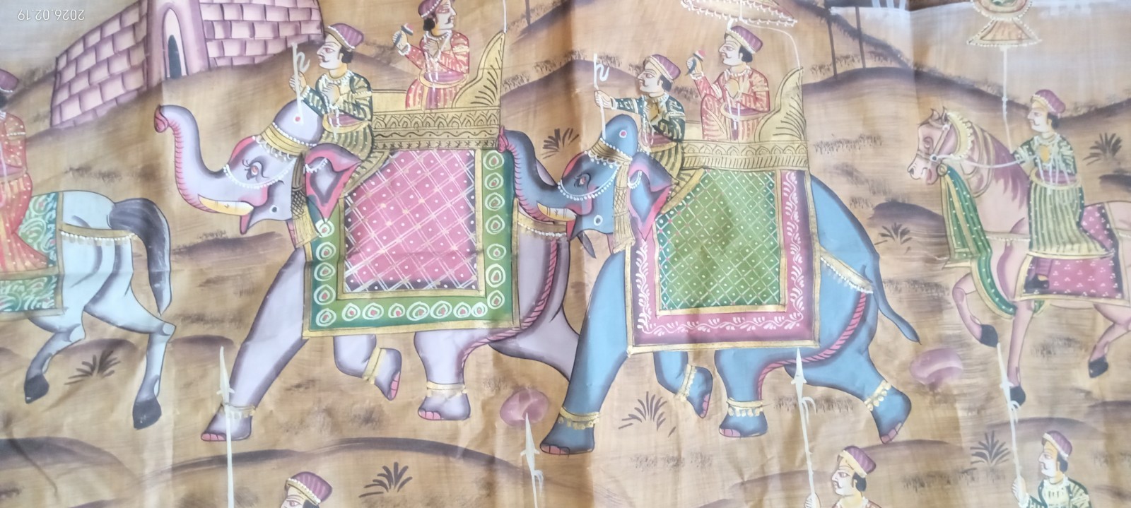 FABULOUS India Indian Folk Art PICHWAI PAINTING on Fabric Textile Silk? ESTATE