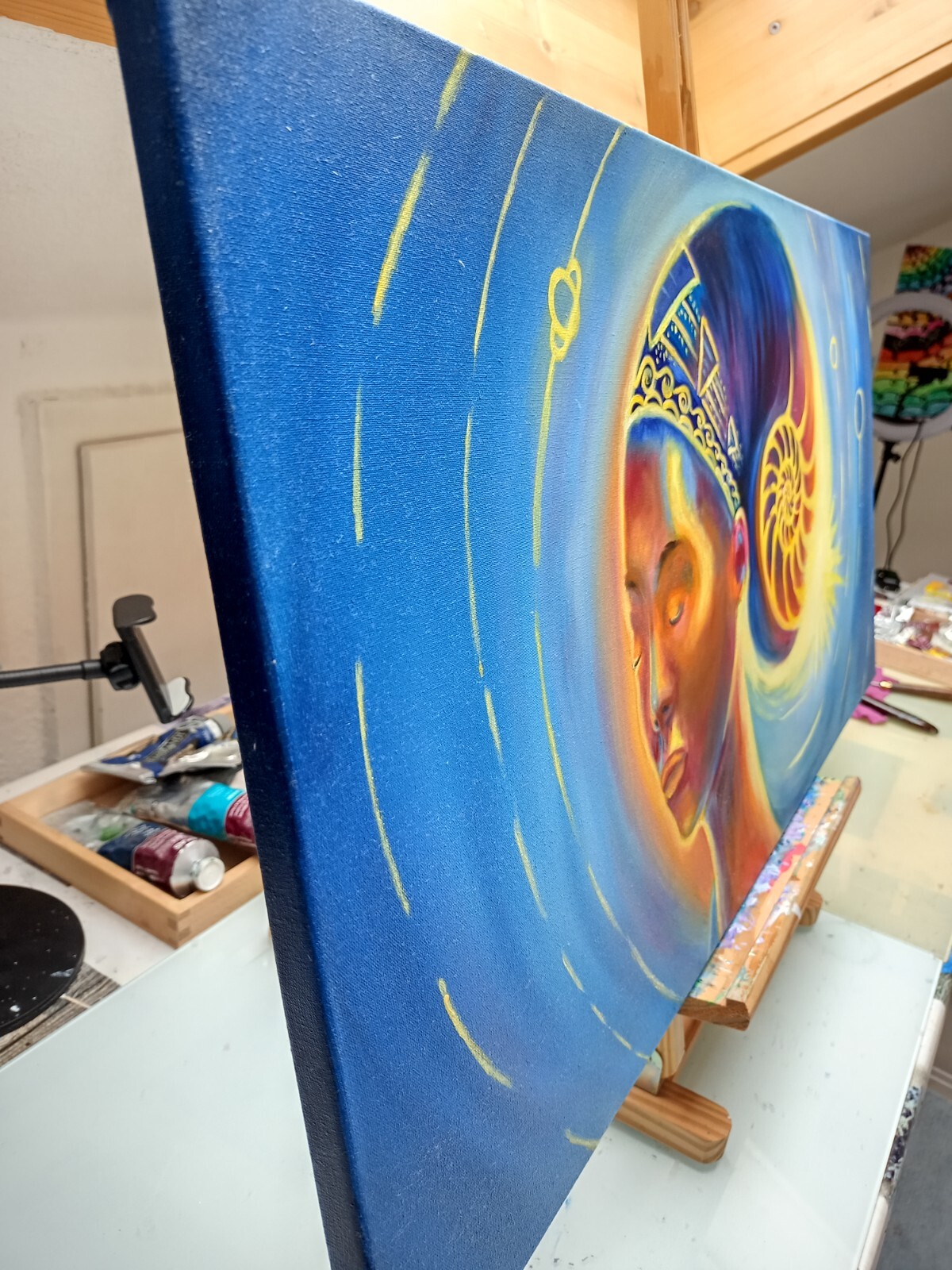 Relax Woman Oil Painting 80×40 cm Zen Rest Portrait Original Painting on Canvas