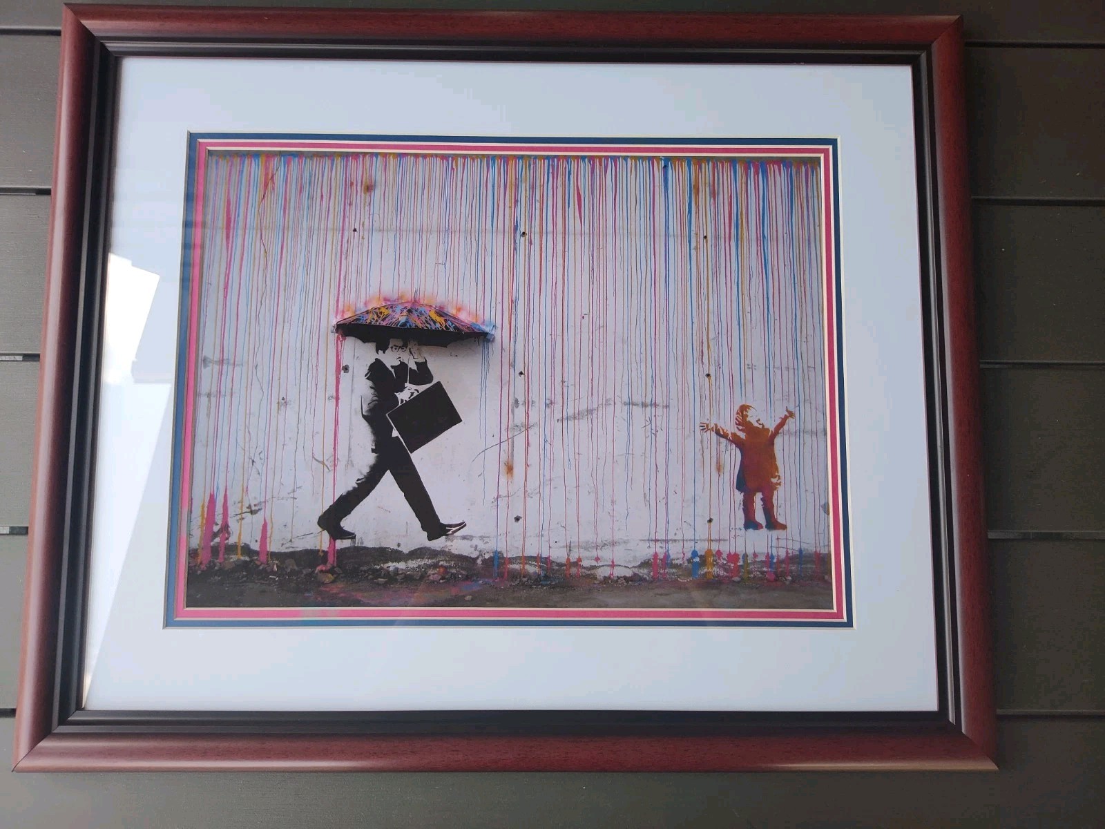 Painted Rain By Banksy 27.5 X 22.5. Professionally Framed