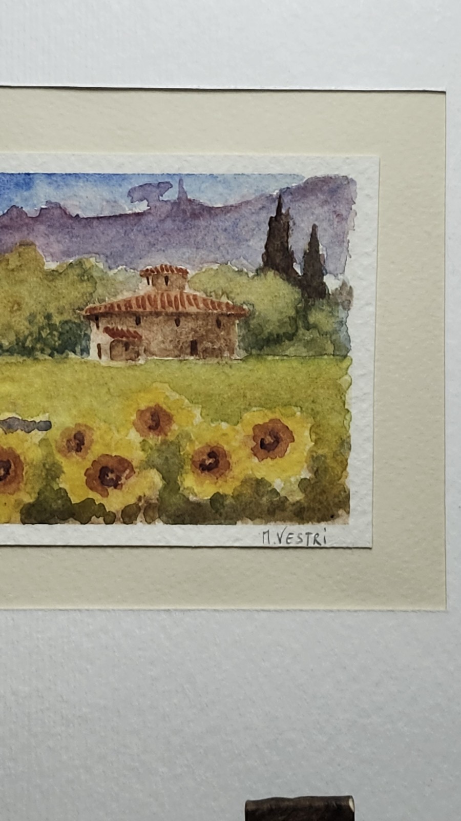 Tuscany Small Landscape Hand Painted Watercolor Original – Unframed M Vestri