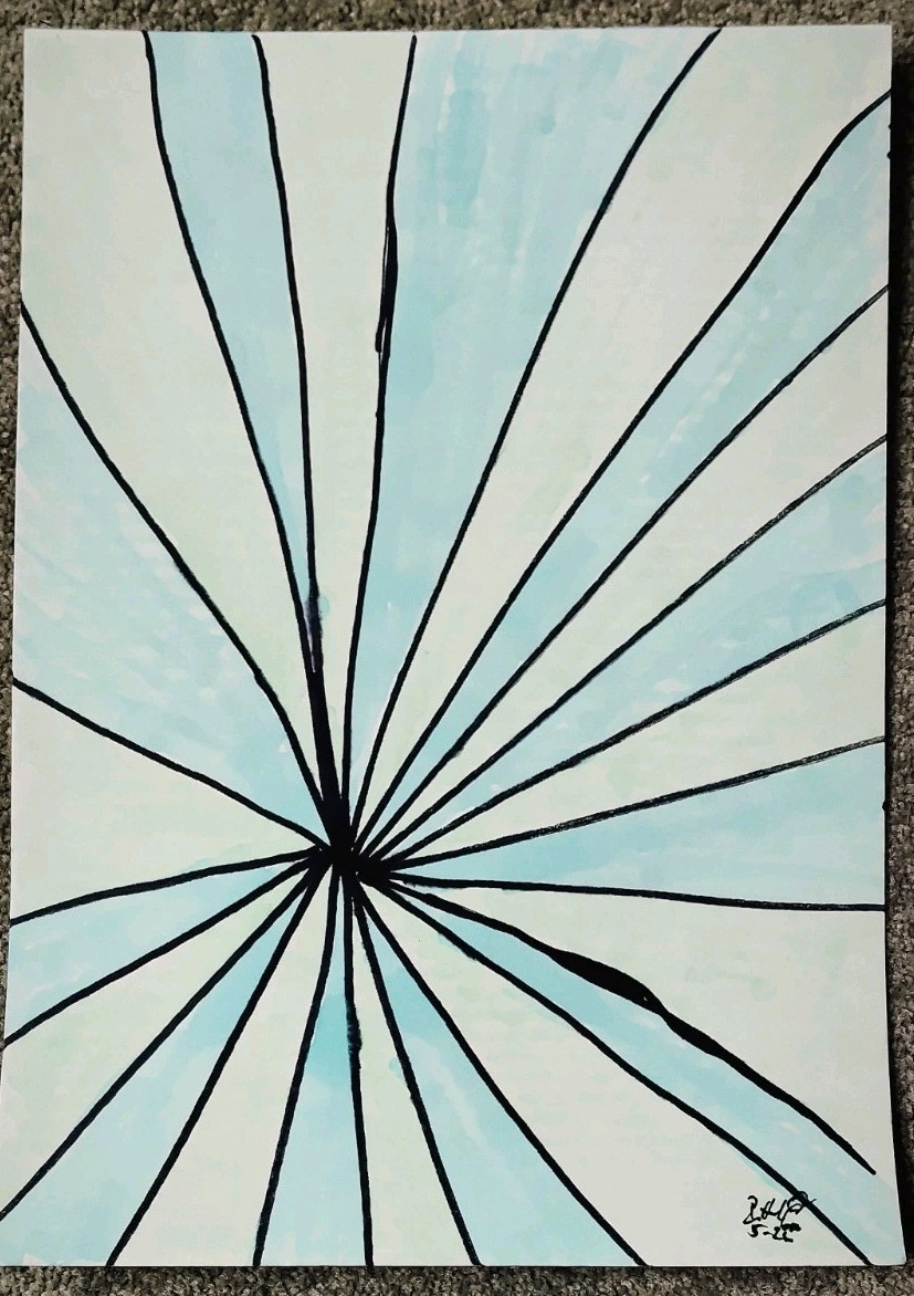 Original A5 Modern Blue Painting Drawing Felt Tip Pen