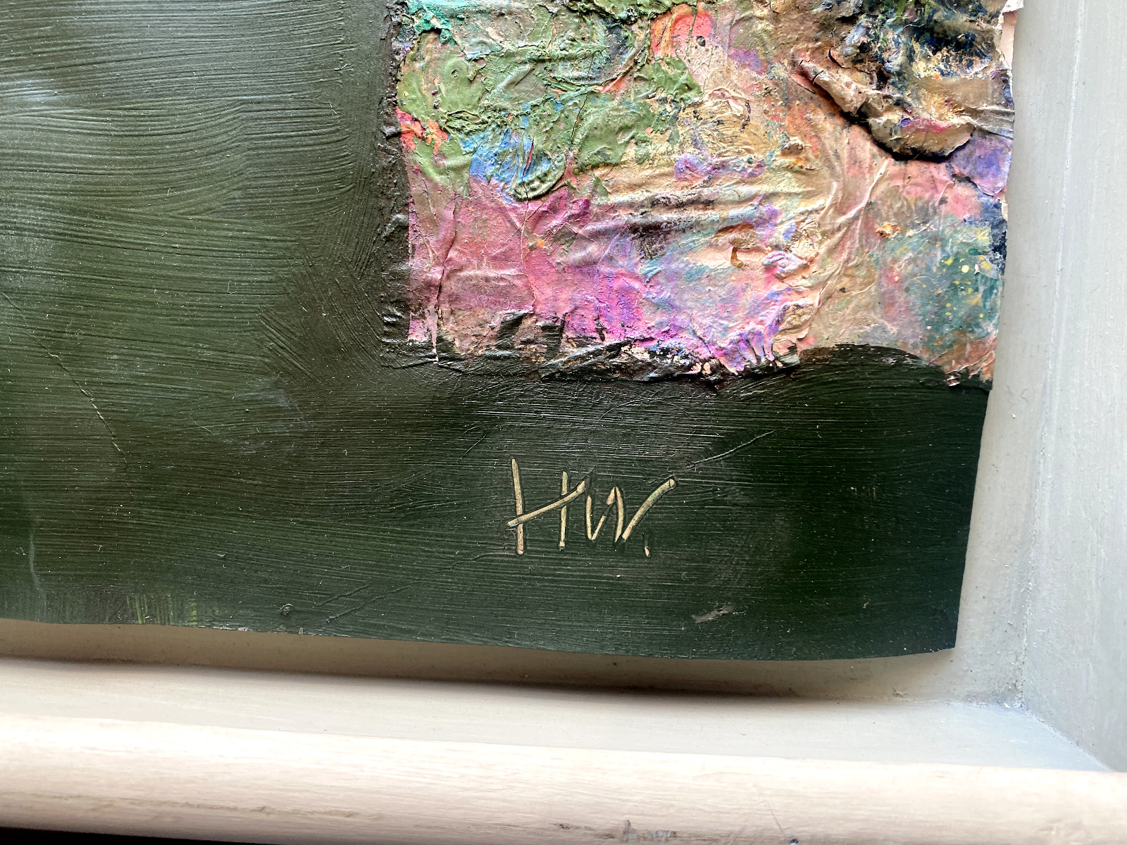 Abstract Composition Blue Modern Gallery Monogram H.W Frame