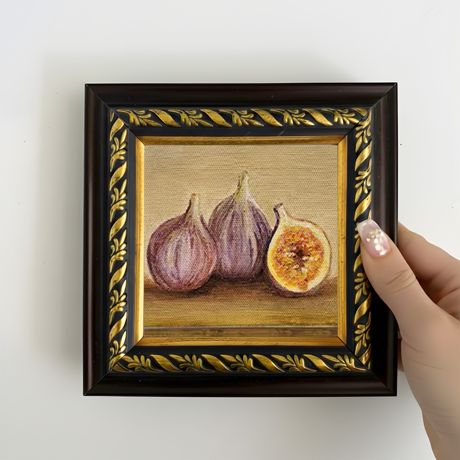 Fig Still Life Oil Painting Original, Wall Decor , Small Framed