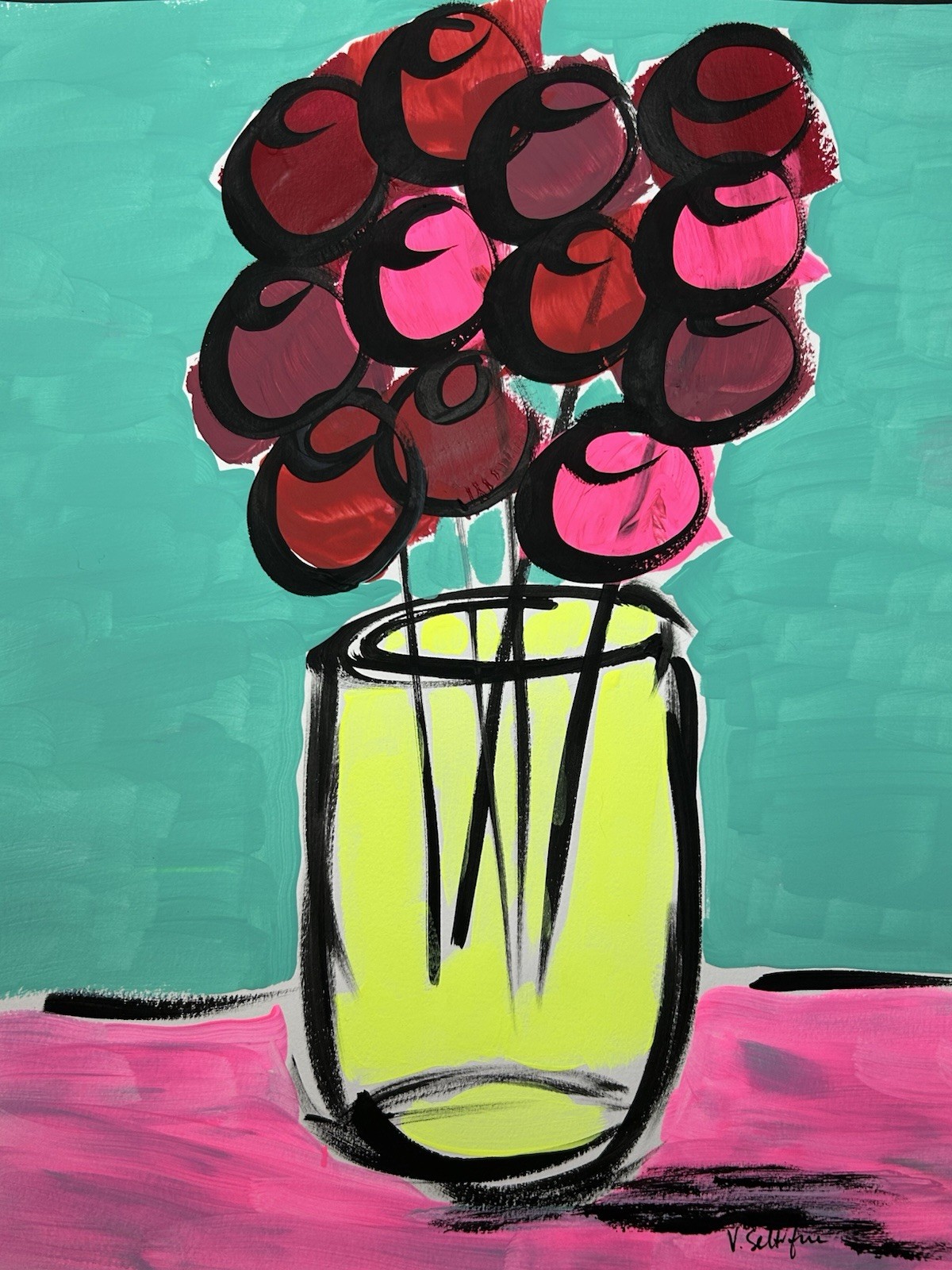 Floral Art Original Abstract Flower Acrylic Painting Modern Pop Art 11×14