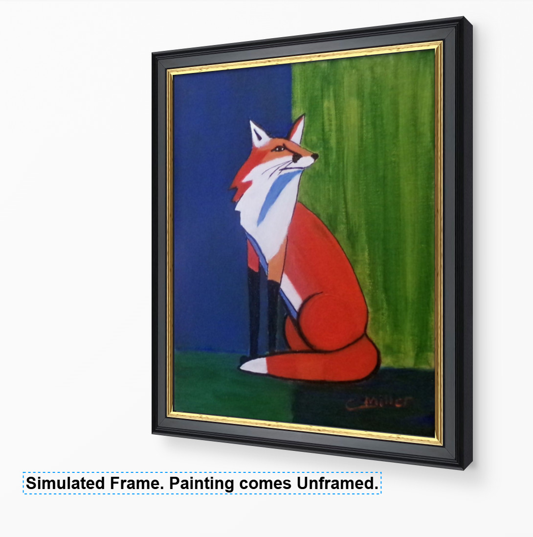 Original Fox Abstract Painting 8×10 Animal Wildlife Modern Wall Art