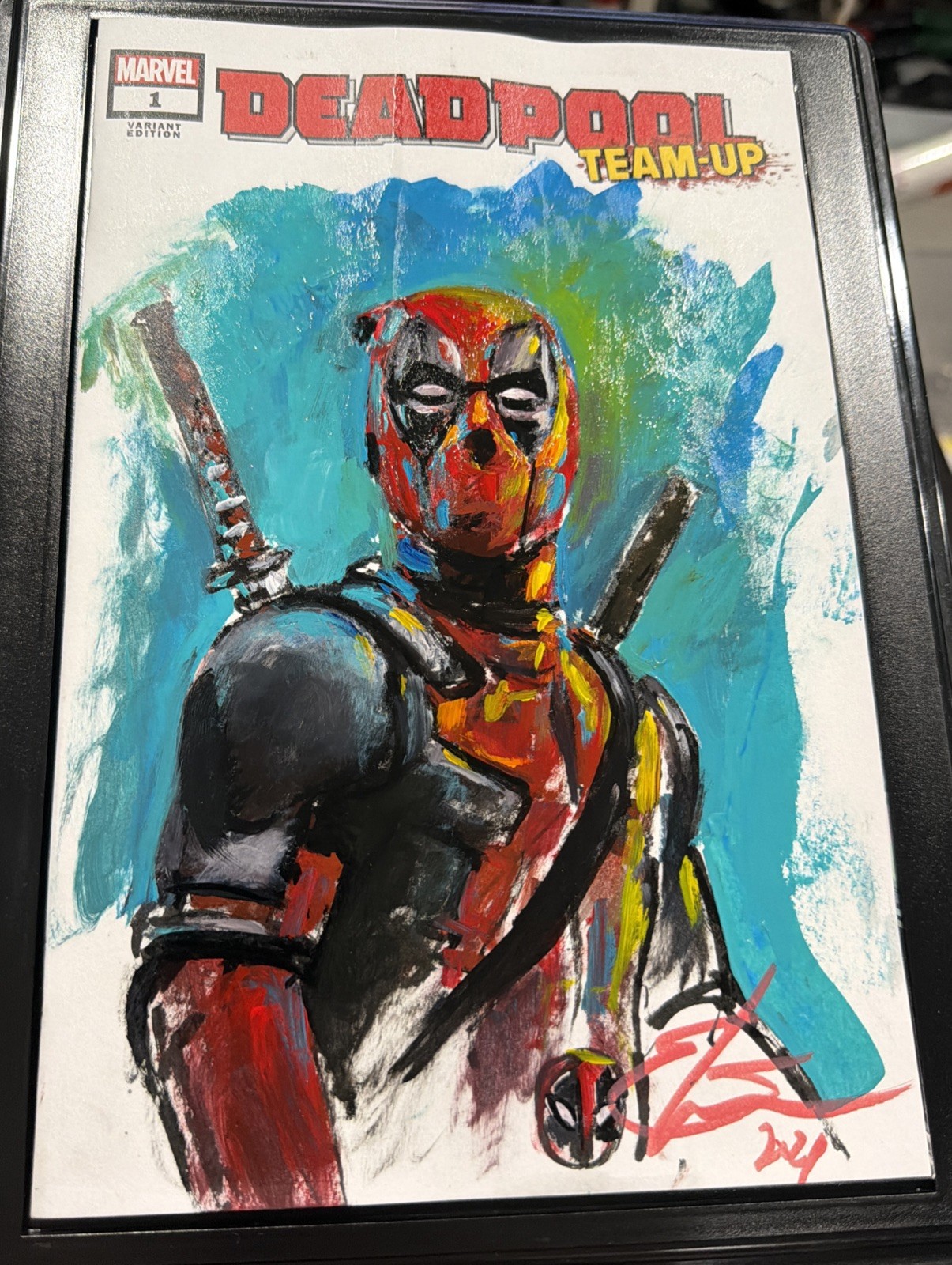 Deadpool 1/2-Body Original Art w/ Acrylic Paint by Deviant Art (Esteban Salinas)