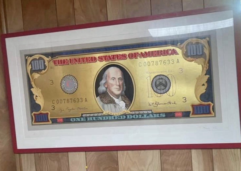 Signed Tony King Pop Art 100 Dollar Bill 1983 Print 91/100