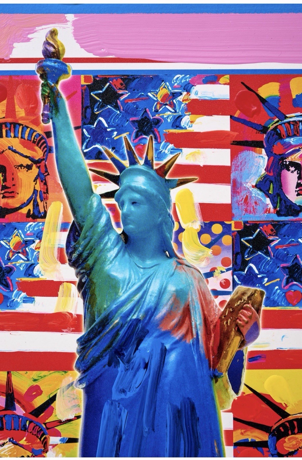 Peter Max Original Signed God Bless America Painting & Verso Dwg Beauty COA