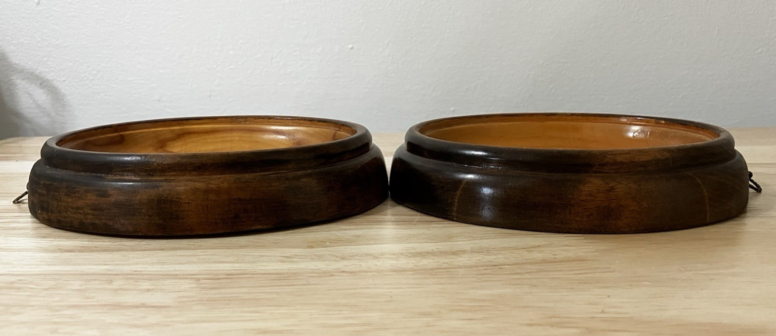 Victorian Paper Theorem Florals Set of 2 Oval Wood Frame w/ Glass ANTIQUE