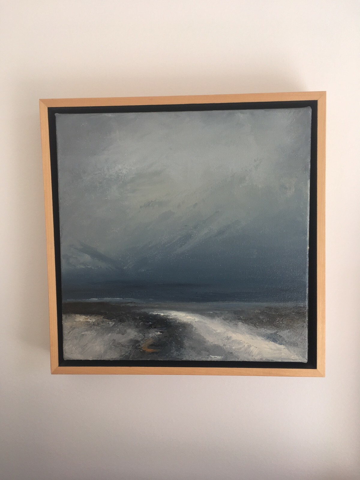 Cara Gonier Mass. Winter Sea Beach Sky Cape Cod 12×12 Canvas Maple Float Frame