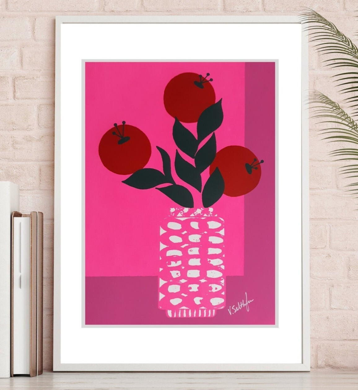 Floral Art Original Abstract Flower 8×10 Screenprint Modern Pop Art Minimalist