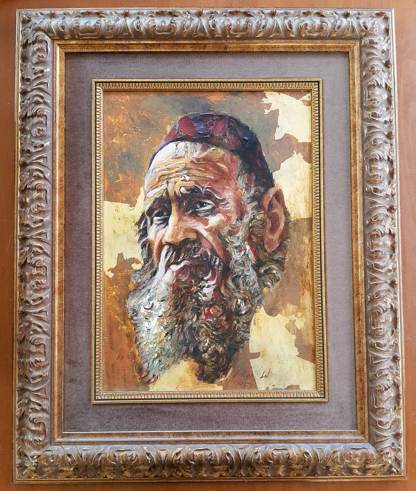MOSHE GAT (1935-) , Oil on Canvas, A Portrait of an Old Man, Signed, 1995