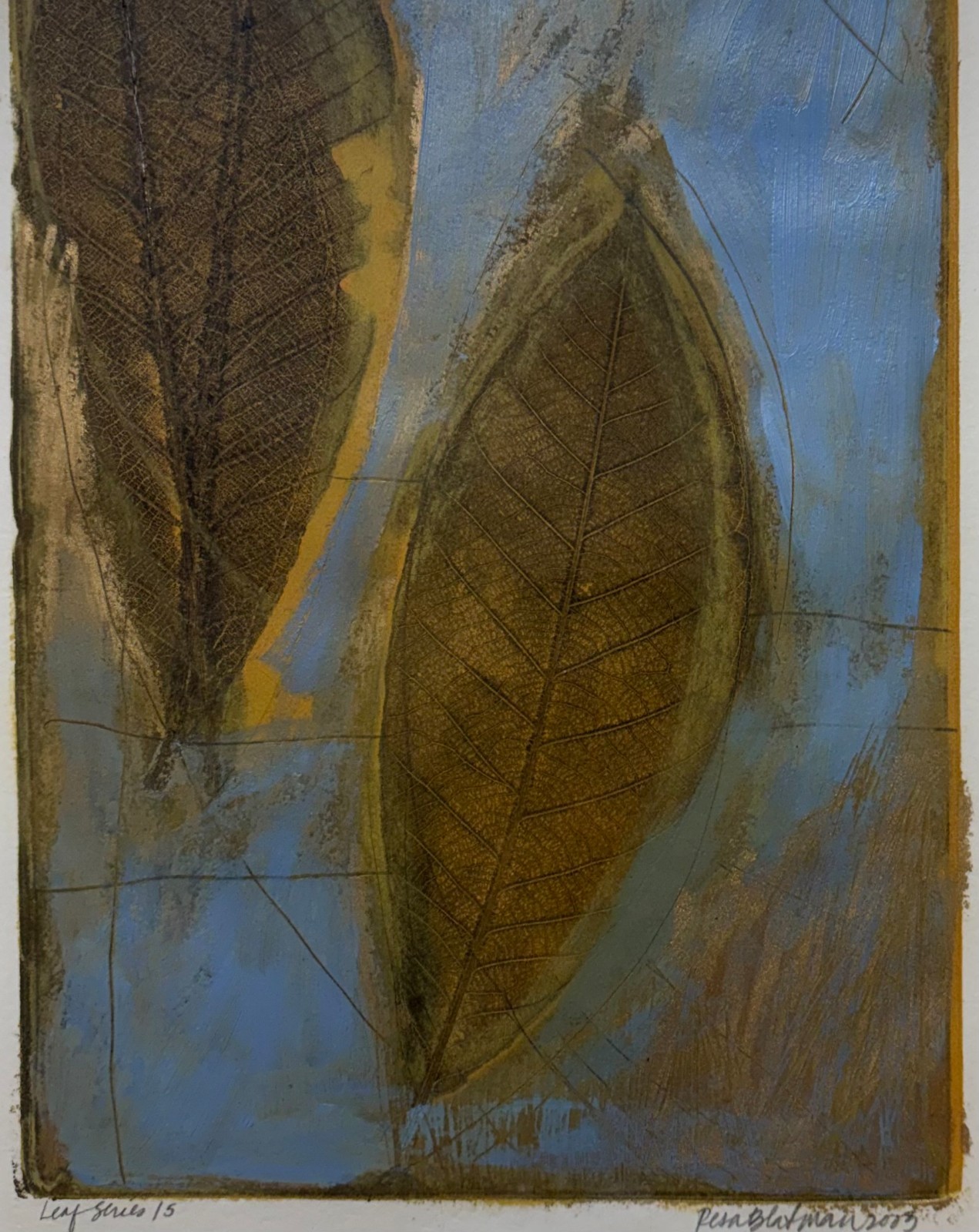 Vintage RESA BLATMAN Leaf Series 15′ Oil PAINTING – Nature & Climate Change Art