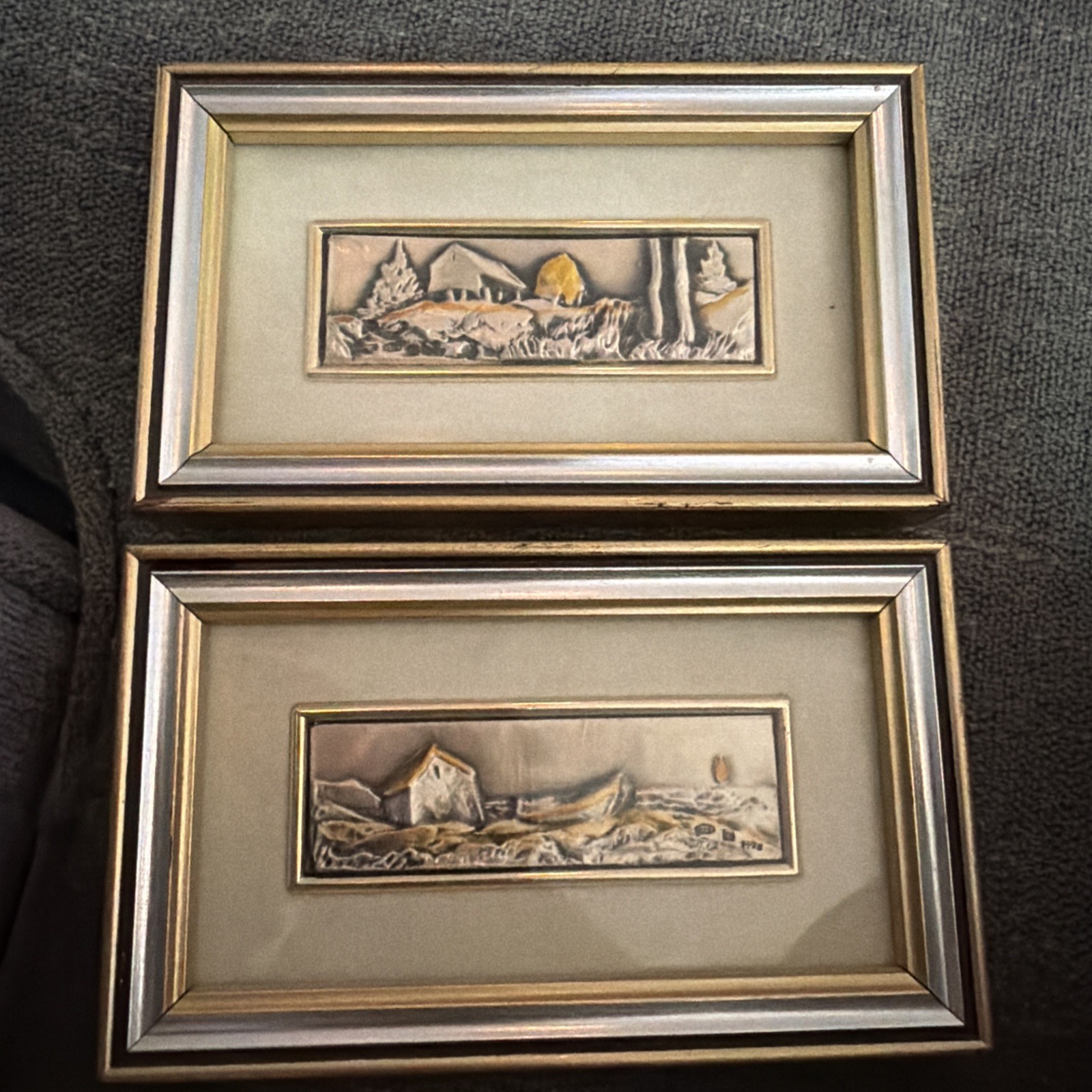 2X -VTG «925» Sterling Silver Framed Wall Plaque by Zeta Studio D’Arte Co. Italy