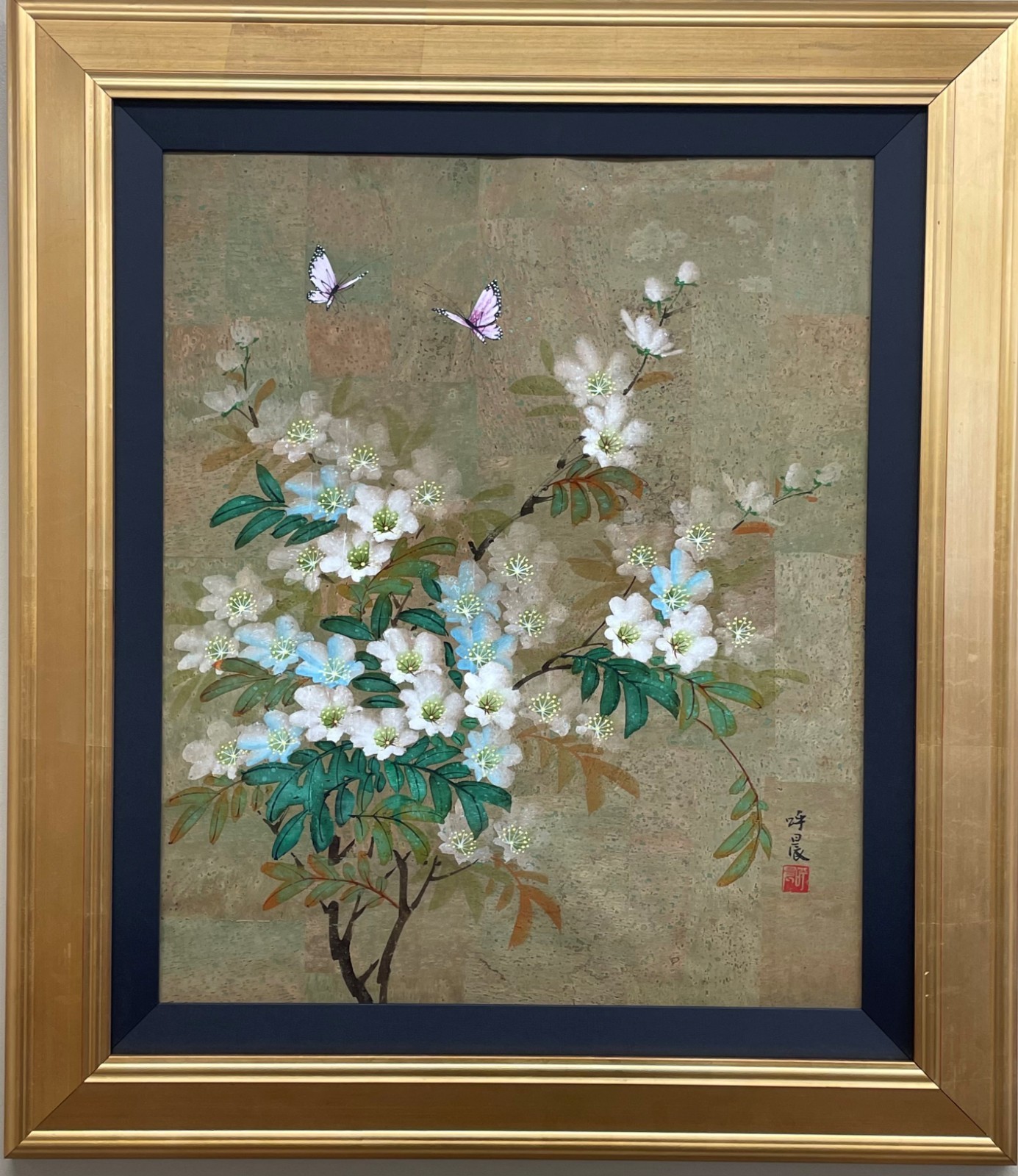 Dyen «Dancing Butterflies» Signed Original on Cork Framed Floral Art NEW