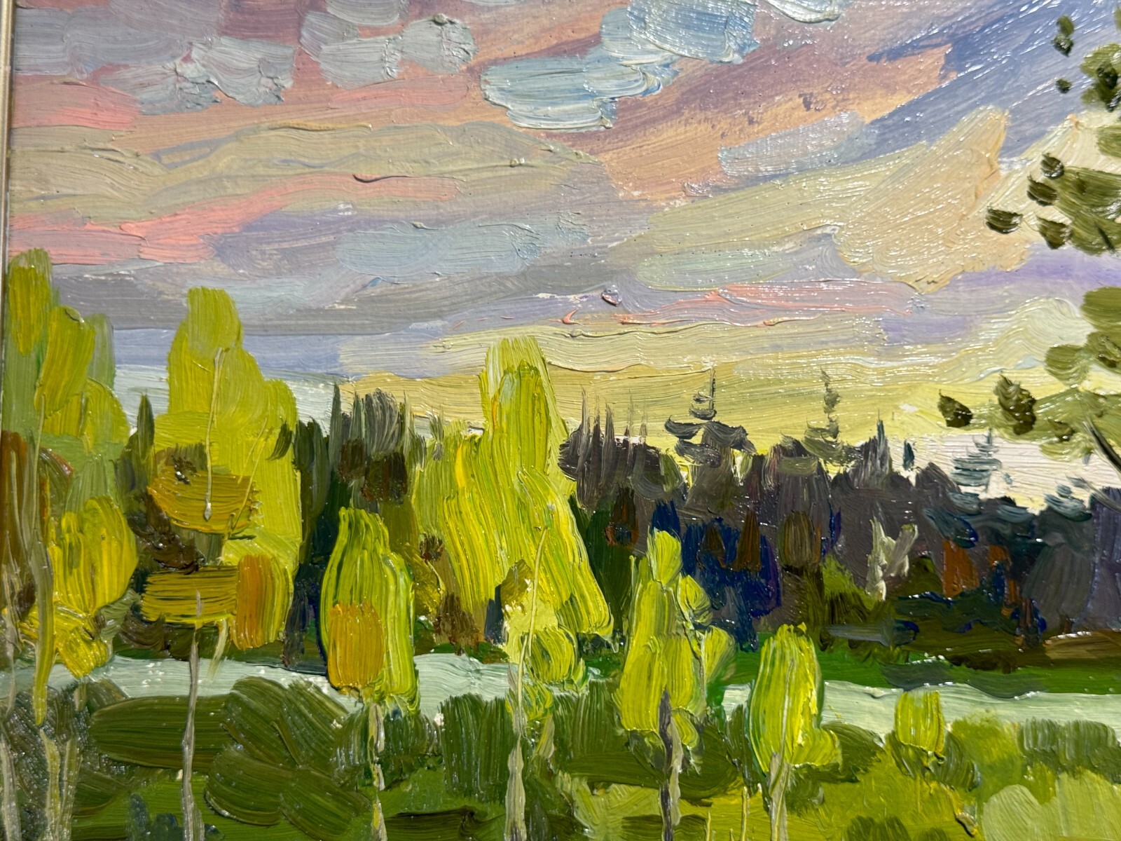 Oil painting Evening Ukrainian painter Canvas Framed original Decor landscape