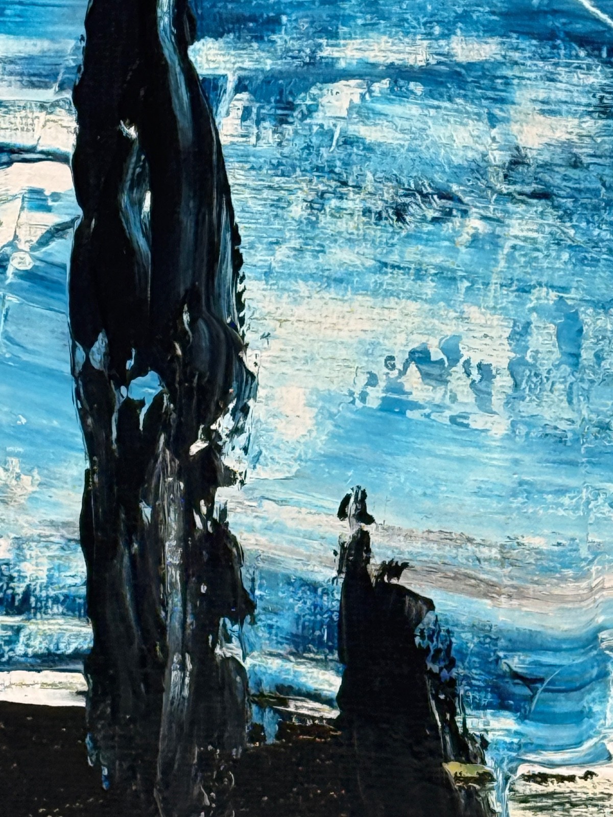 Abstract Landscape 11×14 Blue Sky Green Field Original Textured Canvas R Stevens
