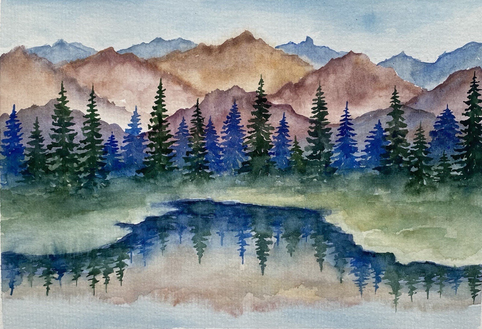 original Watercolor Art Grand Teton National Park Painting Mountains Landscape