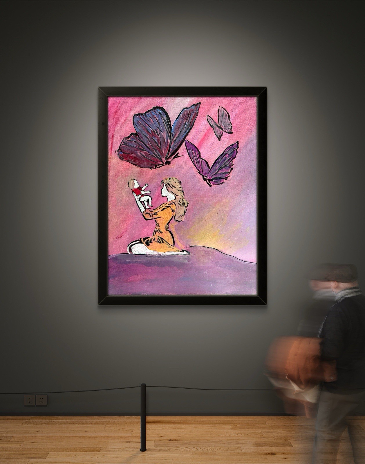 Figurative Expressionism 11×14″ – “Mom And Baby” Original Art COA