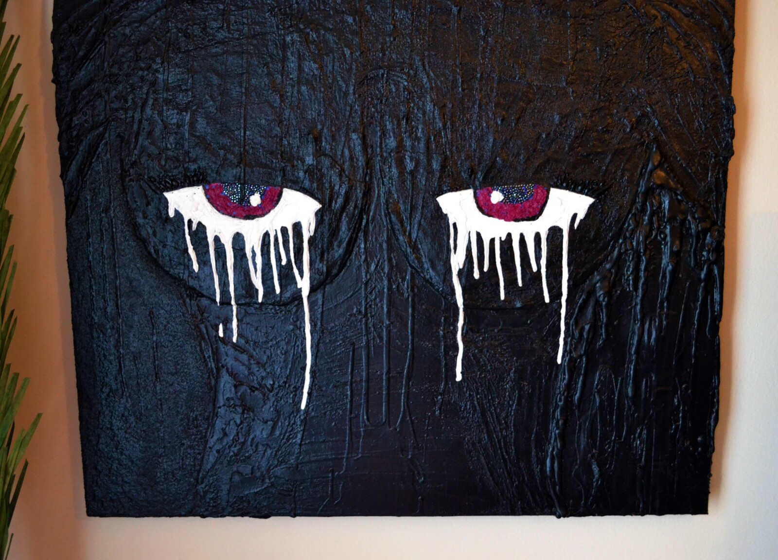 Eyes Up Here – Textured canvas original acrylic large 30x40in