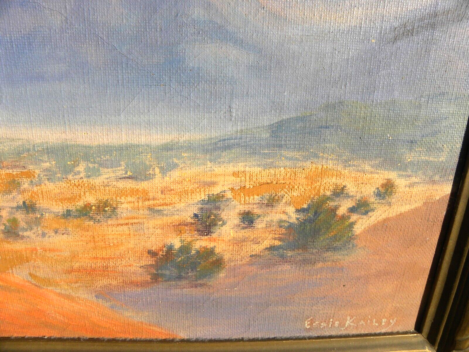 California desert ca. 1940 impressionist painting signed Essie Kailey