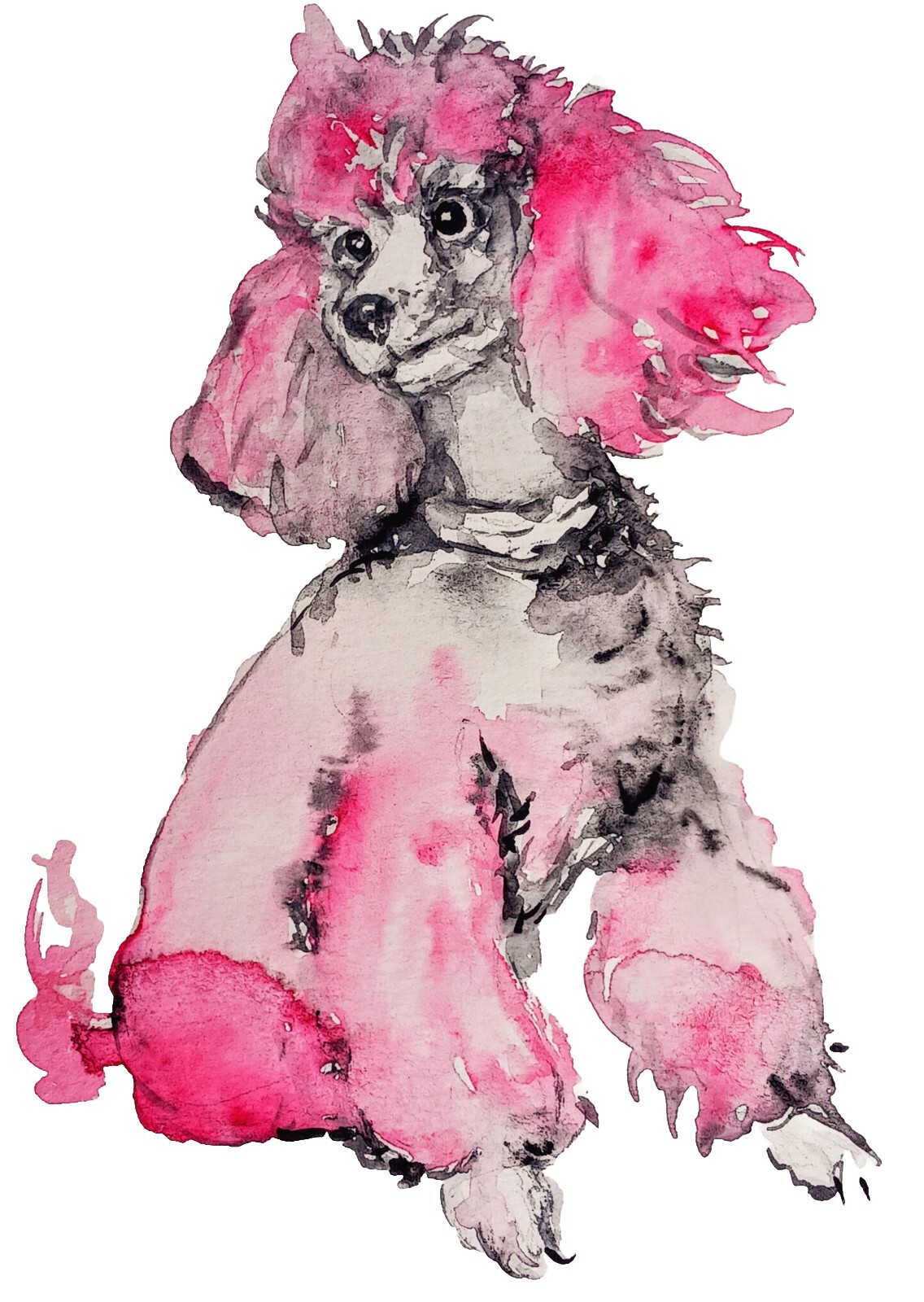 Original Gray Pink poodle dog art,home,office interior design,dog lover bestgift