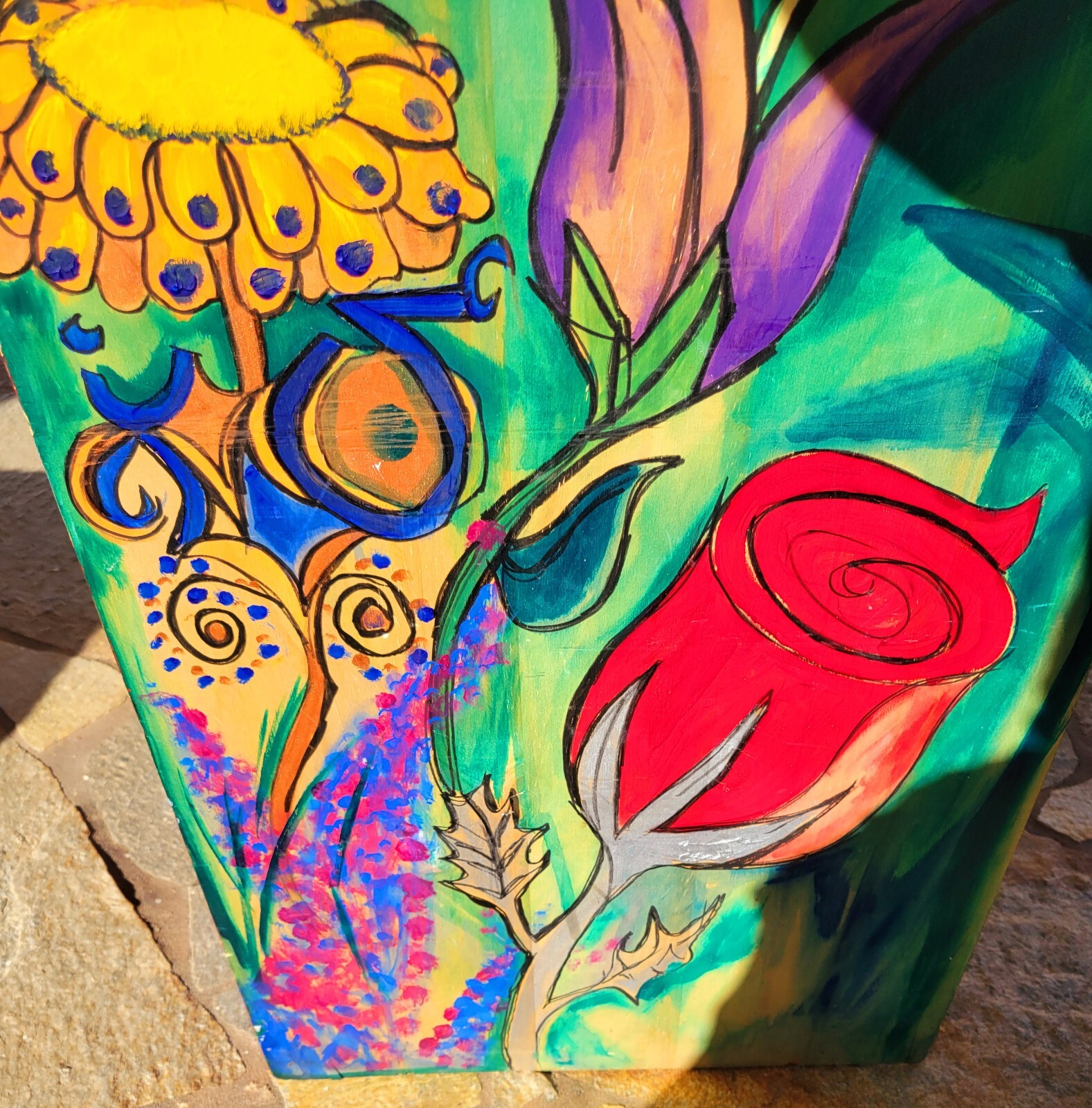 Hand Painted Artist Studio Crafts Chest Mural Graffiti Surreal Art Cubist Disney