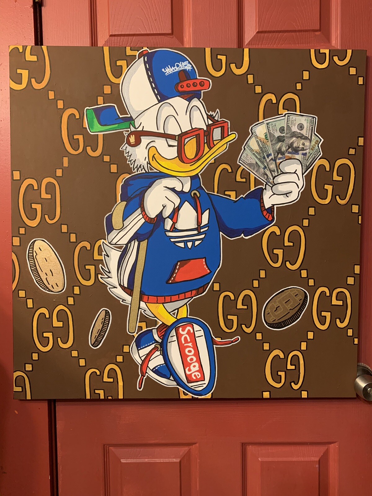 30 X 30 Inch Gucci Scrooge Money Hip Hop Graffiti Painting Canvas Shortiez Ink