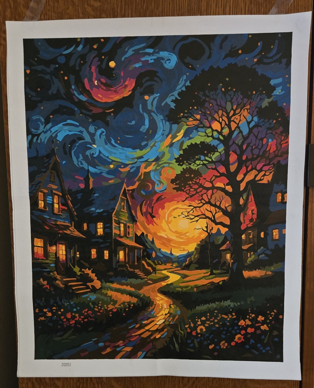 Starry Night Starlit Sky completed Paint by Number Canvas 16 X 20 Unframed