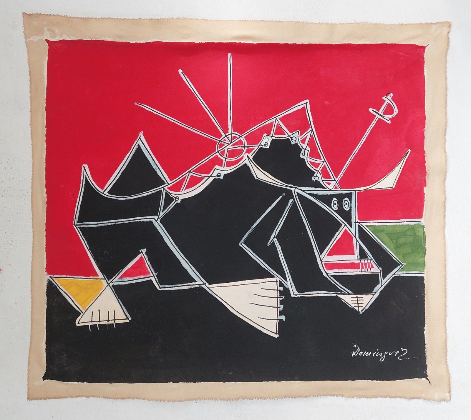 Óscar Domínguez Signed Surrealist Abstract Oil Painting on Canvas – Spanish Art