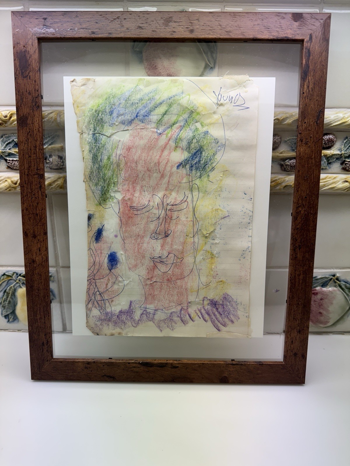 Purvis Young Colorful And Beautiful Halo Head Mixed Media Original Signed