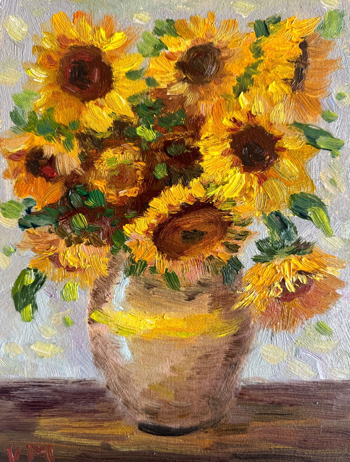 Flowers Sunflowers Painting Original Oil Impasto Still Life Signed Floral Art