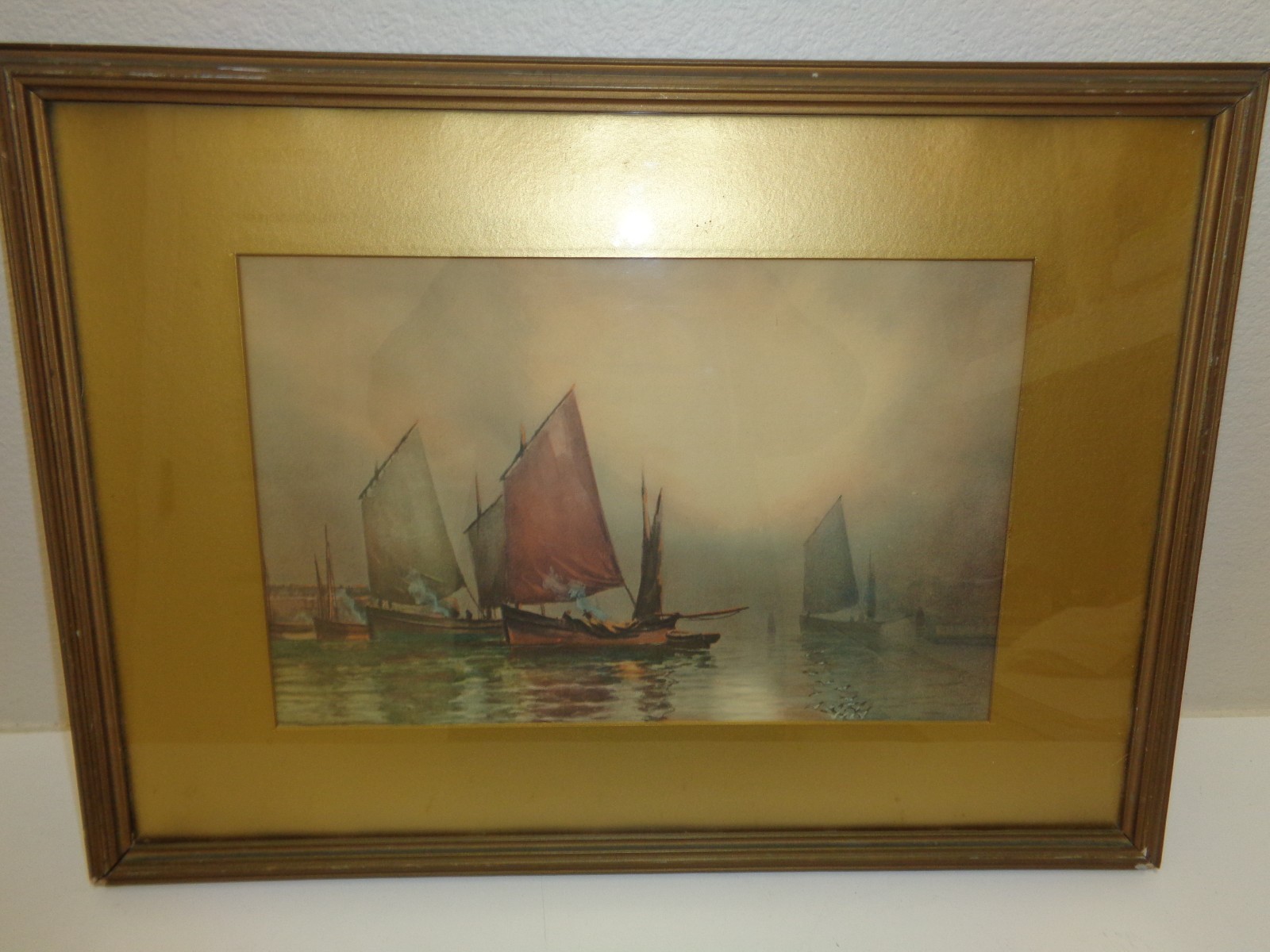 Vintage Water Color Sailing Ships Maritime