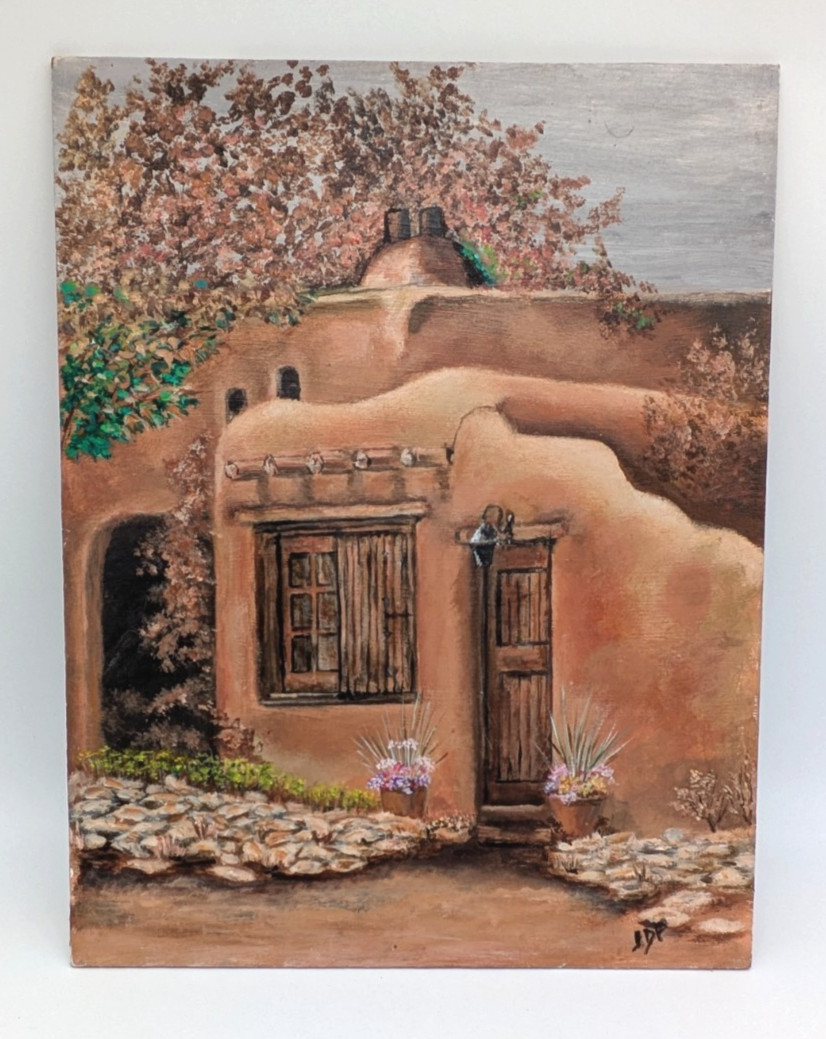 Original Art Painting 11″ x 14″ Signed Southwestern Adobe Home Cottage House