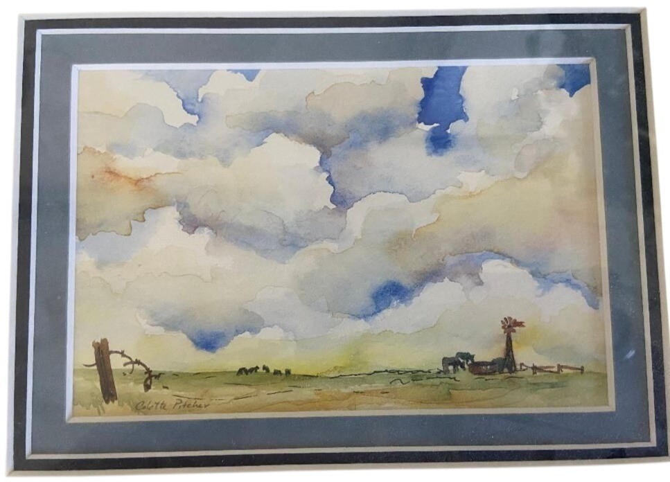 Original Watercolor Landscape by Colette Pitcher – «Prairie Sky» – Signed