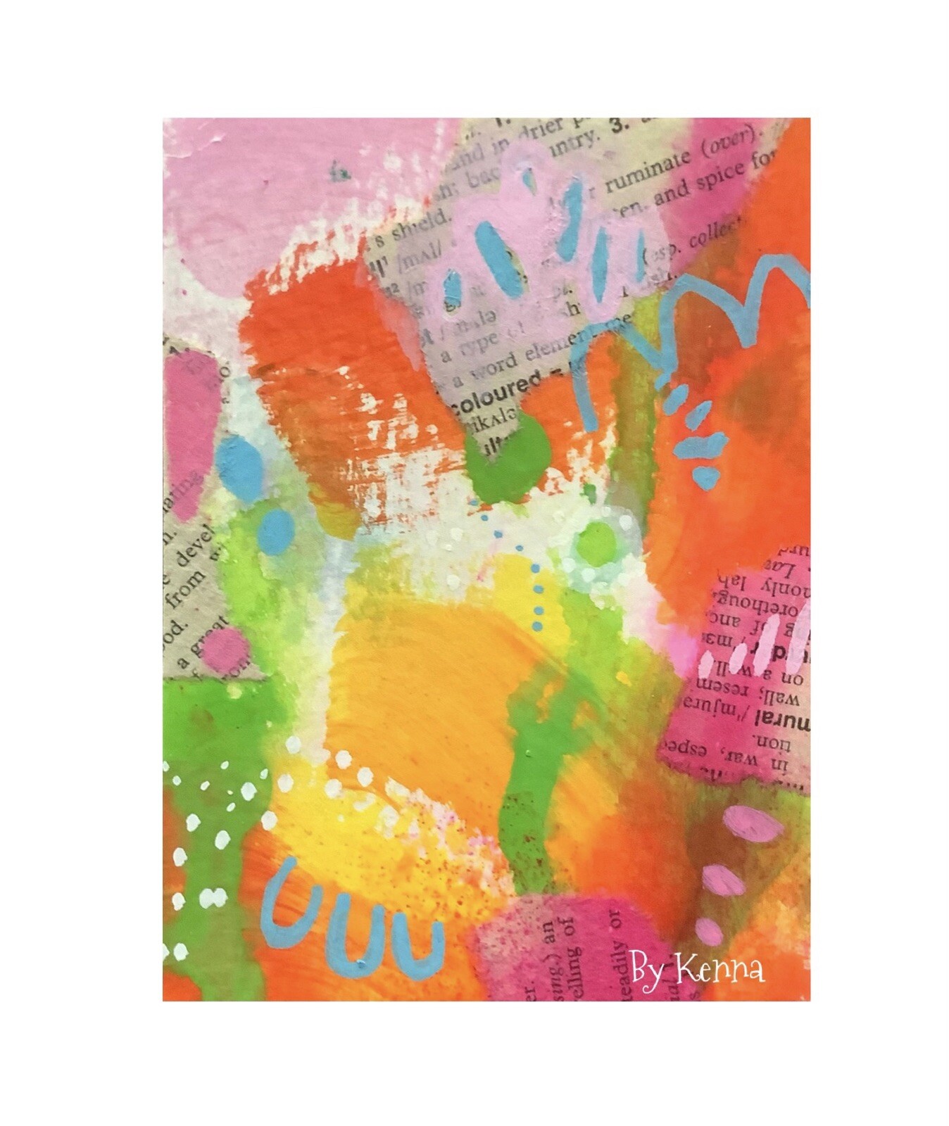 Aceo Original Abstract Painting Collector Art Card By Kenna 2.5” X 3.5”