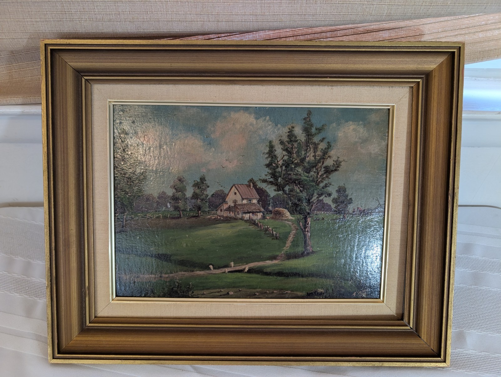 Artist Salmon Signed Painting Scenic Oil on Board in 17″x13″ Frame 1898