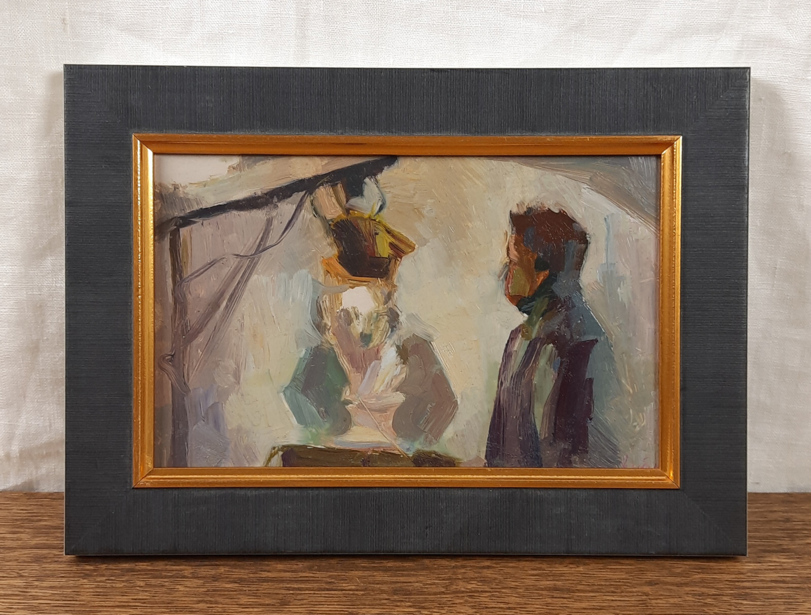Artist and Art, Sculpture in Artist Studio, Original oil painting