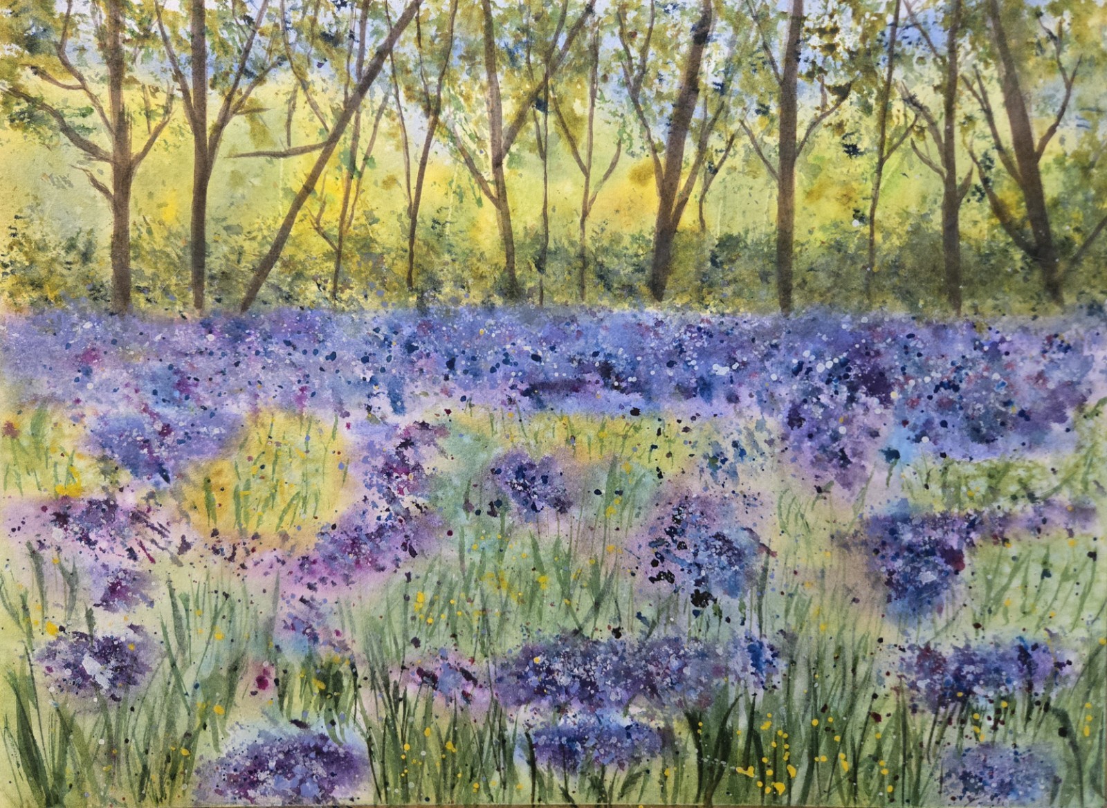 WATERCOLOR ORIGINAL PAINTINGS, «Springtime Bluebells»