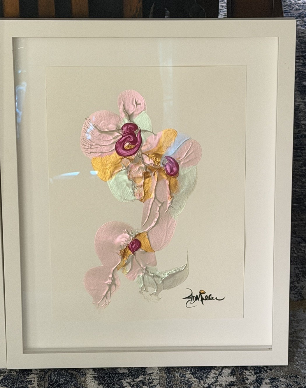 J D Miller 2024 Acrylic Abstract Painting, Cherry Blossom II. 16×12 Signed