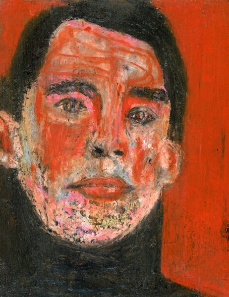 Original Man Portrait Painting Painterly Naive Oil Pastel Drawing Miz Katie