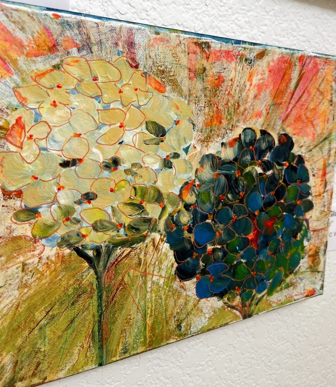 9×12 Original Hydrangea Painting Acrylic Expressionist Floral Canvas Art