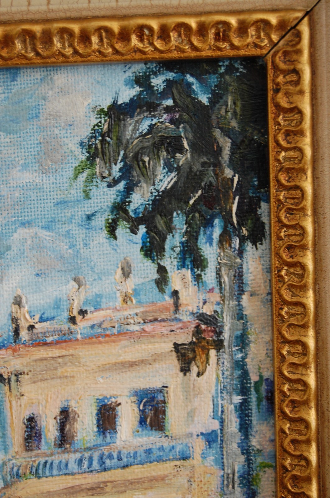 FRAMED ORIGINAL OIL COLONIAL BUILDING SCENE OLD TRINIDAD CUBA SIGNED HECTO VIDAL