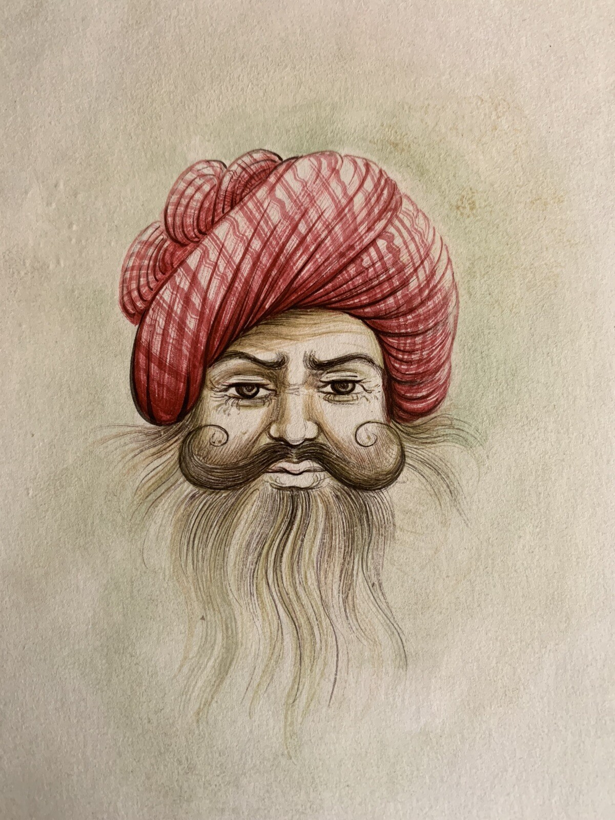 An old antique look miniature paper painting A RAJASTHANI.