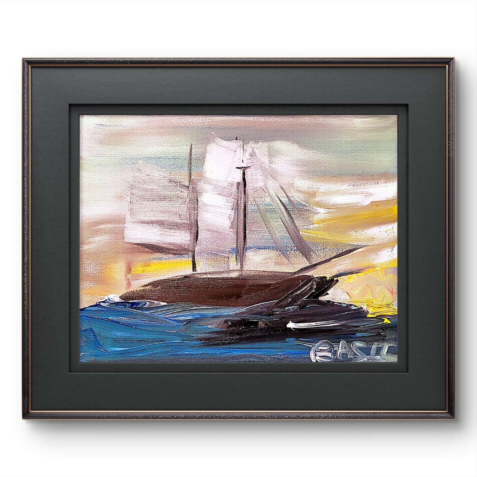 Sailboat Colorful Modern Art Acrylic Painting On Canvas