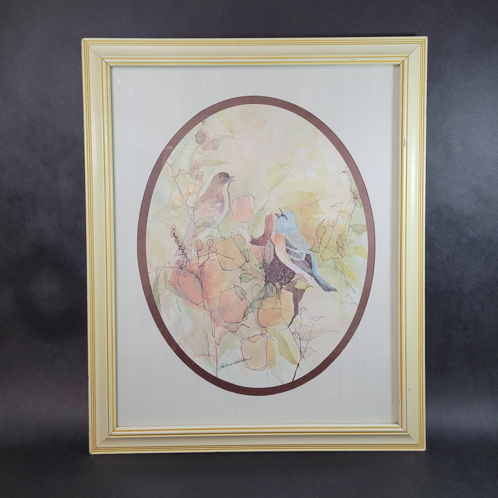 Vintage Barbara Walden Bird Water Color Art Print Signed 22″ x 18.5″ Framed