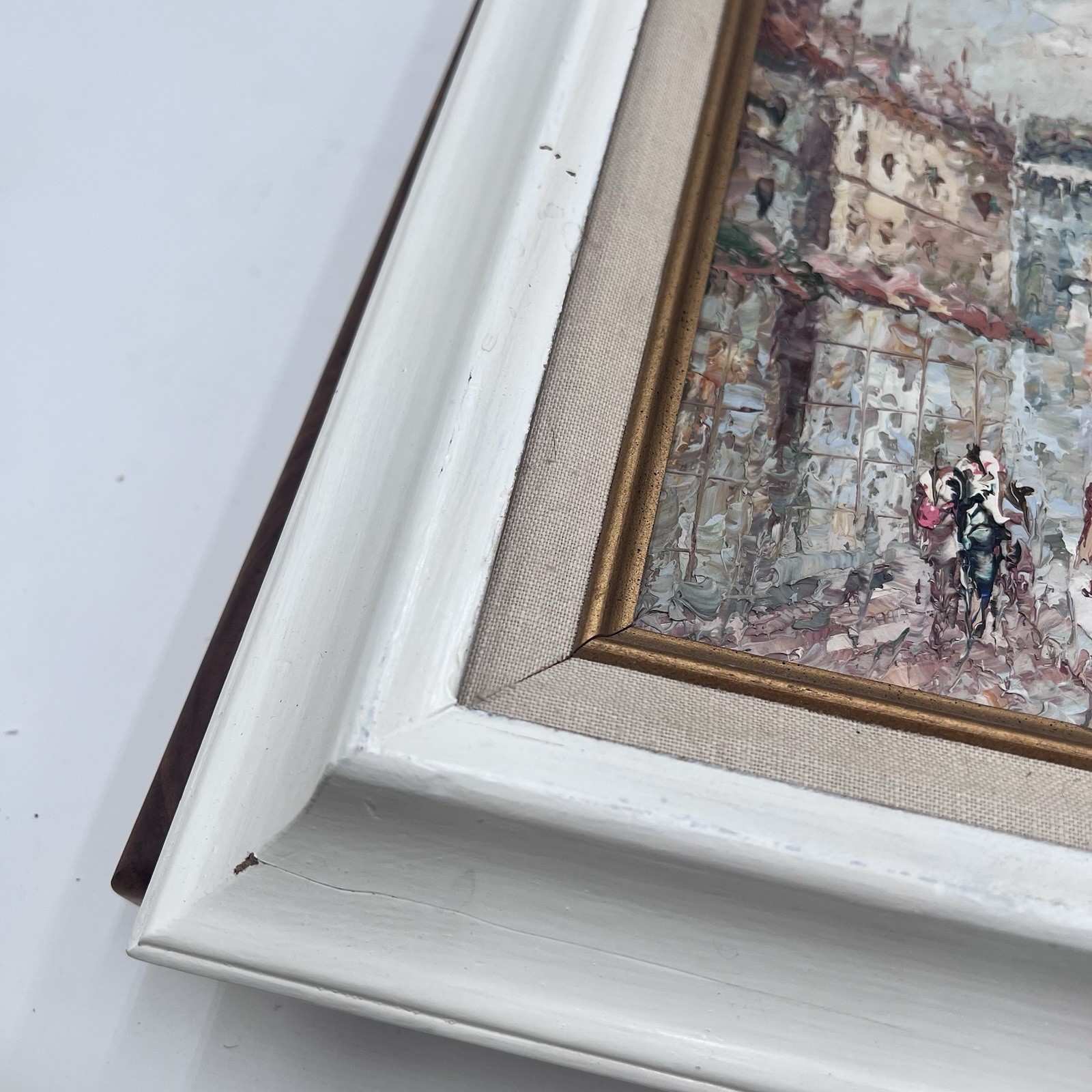 ORIGINAL 70s MARIE CHARLOT Framed Impasto Oil Painting Paris Street Scene Signed