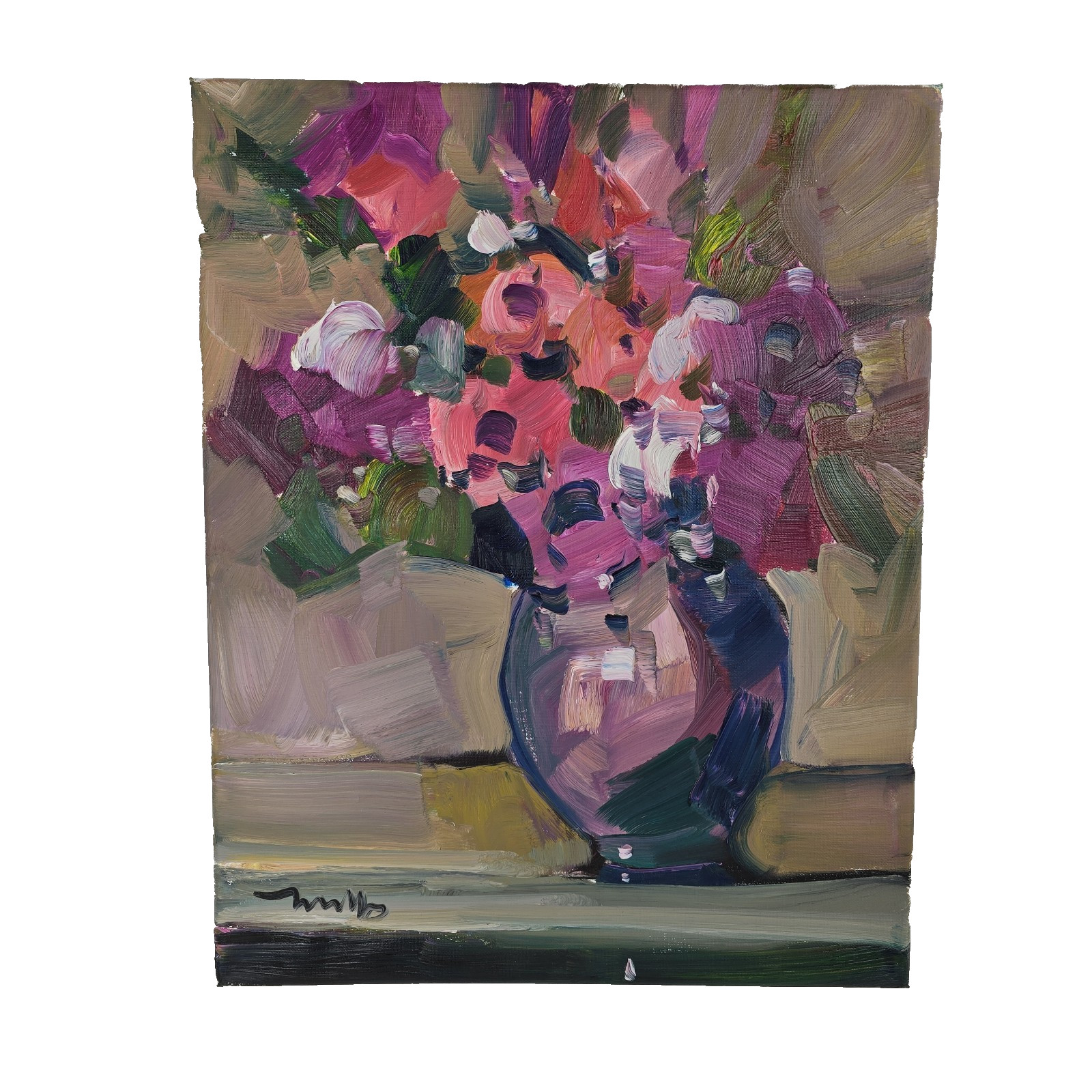 JOSE TRUJILLO Floral Painting Pink Roses 20 x 16