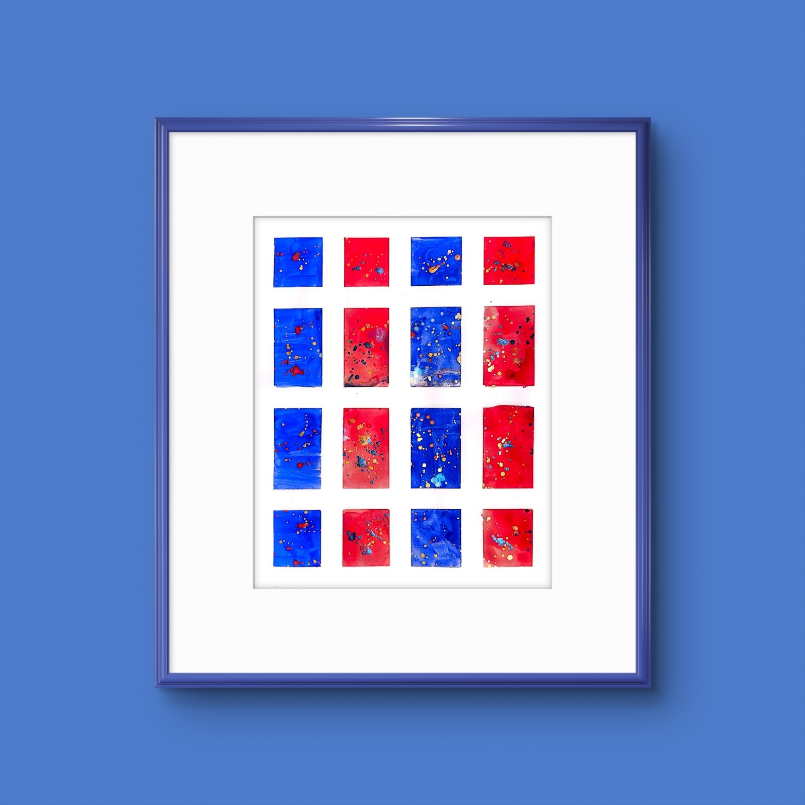 Red White And Blue Original Expressionism Watercolor Abstract 11×14 On Paper