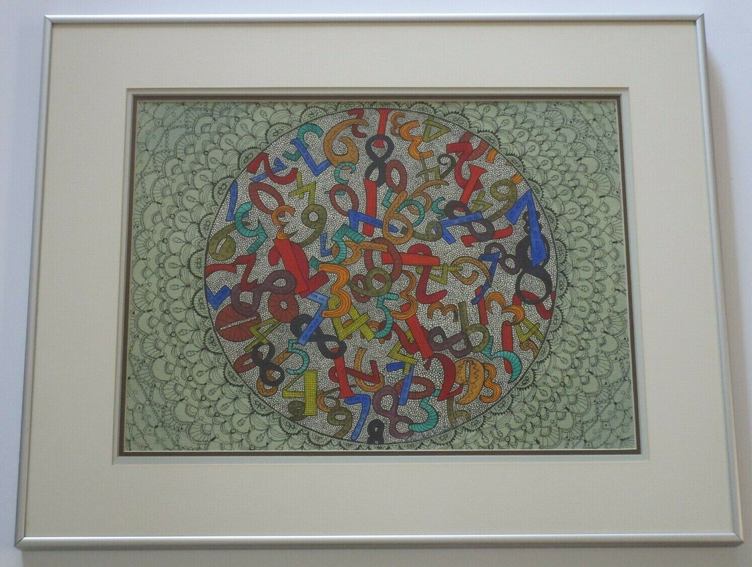VALERIE SMITH VINTAGE CONTEMPORARY PAINTING DRAWING POP OP MODERNISM NUMBERS